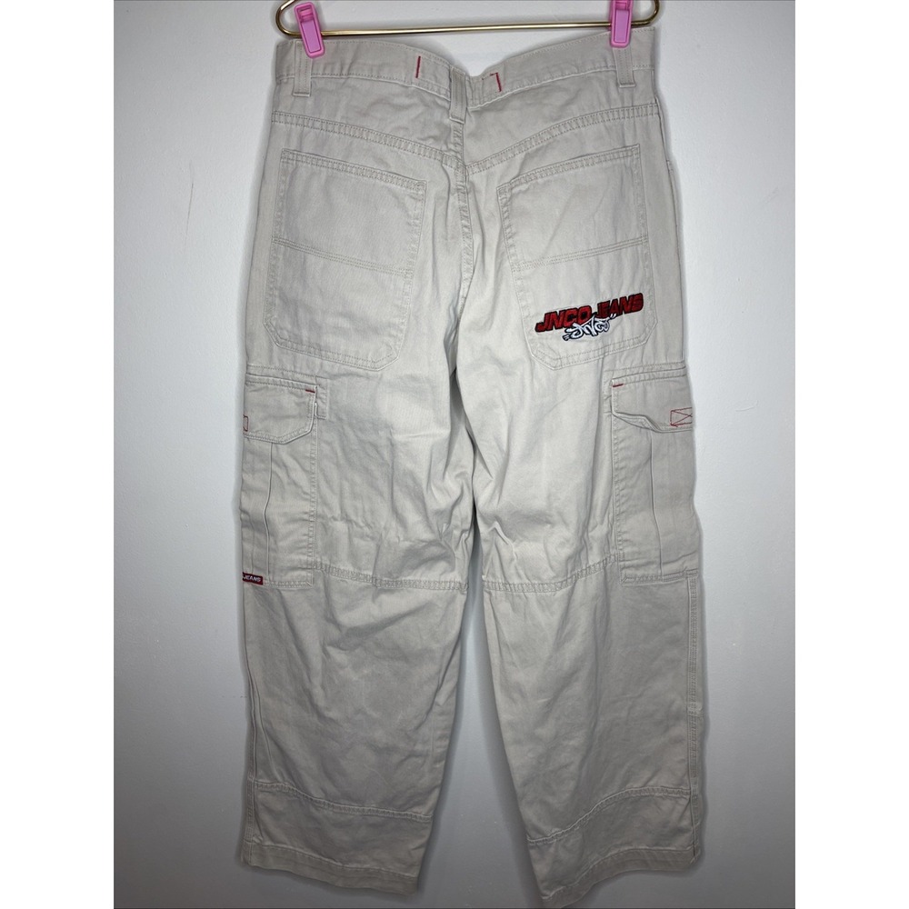 VTG Jnco Jeans Kakhi Wide Leg Cargo Pant Y2K 34W x 32L - Picture 6 of 13
